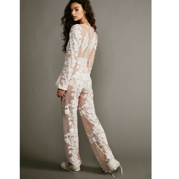 Free People x For love Lemons Temecula Embroidered Lace Jumpsuit size small new - Picture 4 of 11